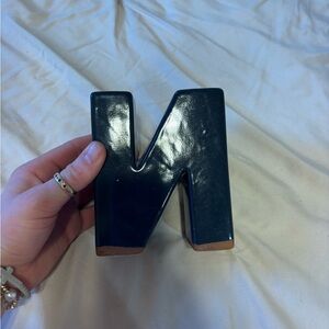 Brand new! Black Ceramic Letter 'M' Decor vase
